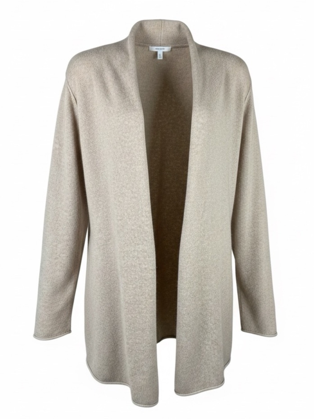 Eileen Fisher Tan Cashmere Longline Open Front Shawl Cardigan Large